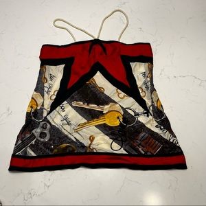 RARE Diane von Furstenberg Silk Scarf Key Signed Tank (Small)